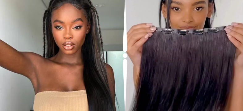 Long clip in sales human hair extensions