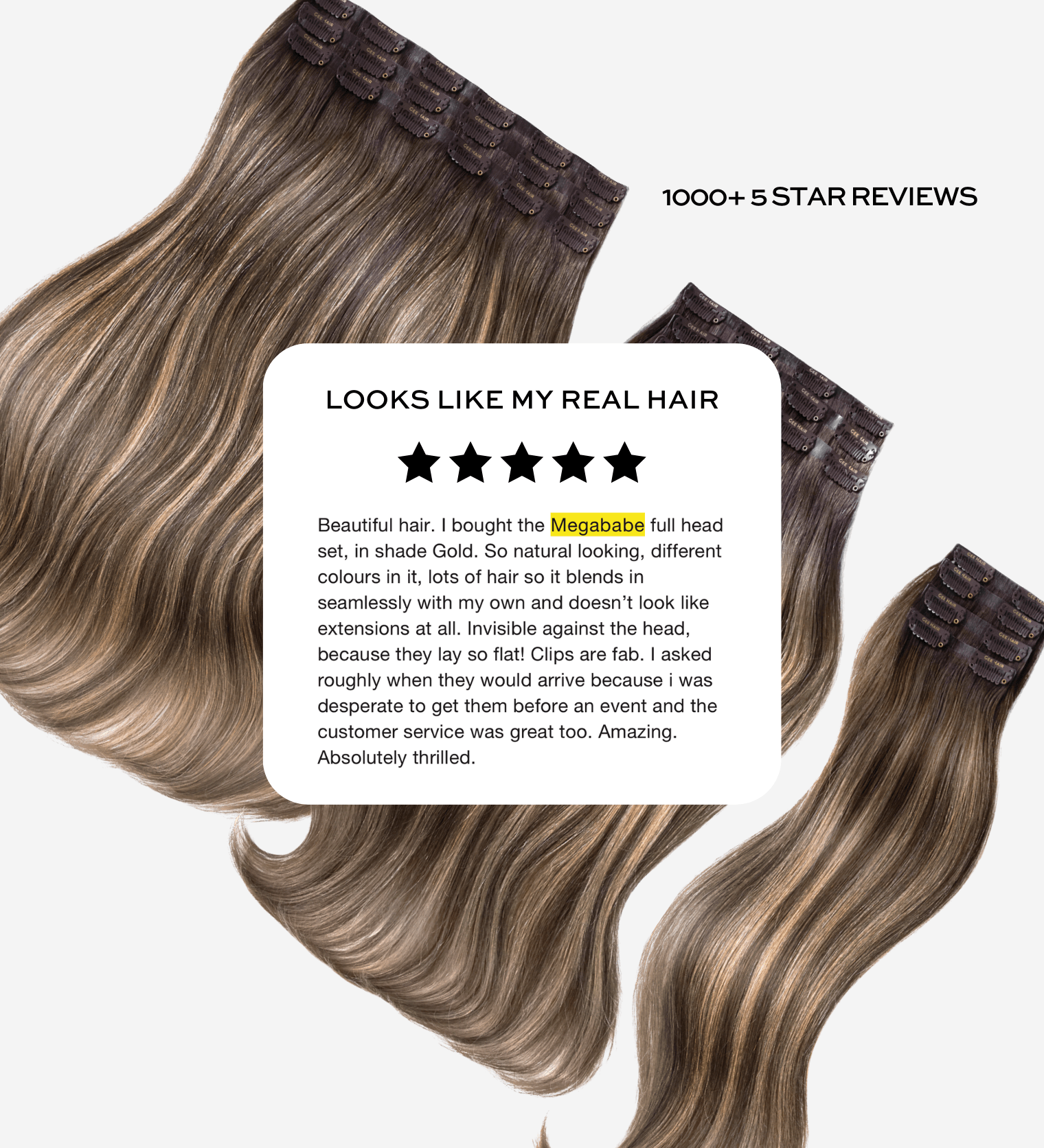 'MEGABABE' Full Head Clip In Hair Extensions - gee
